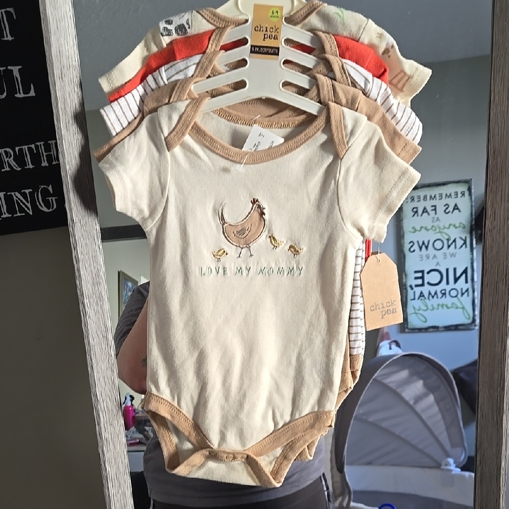 Chick Pea Cream and Tan Baby Onesie Set